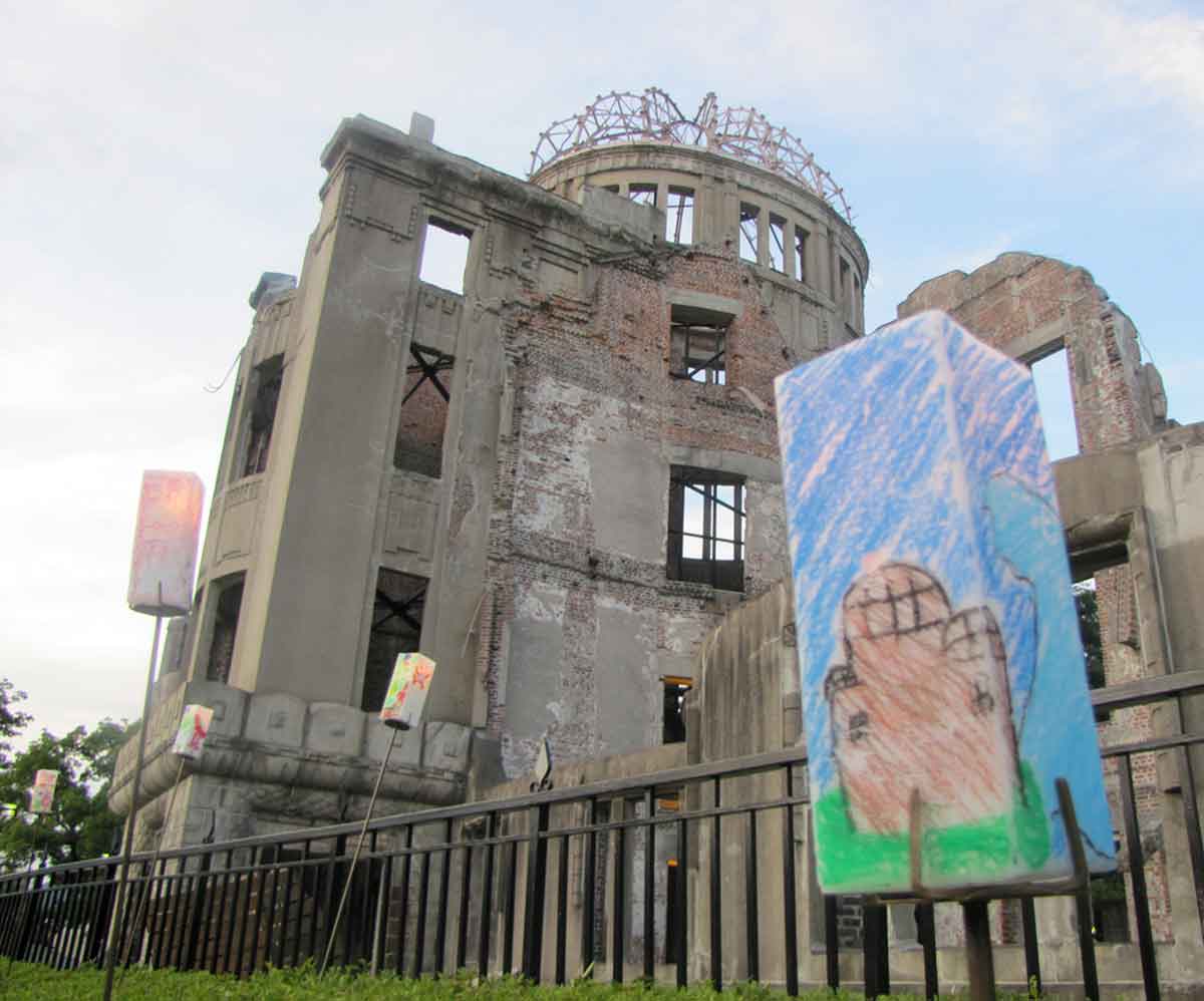 Hiroshima peace dome and peace lantern